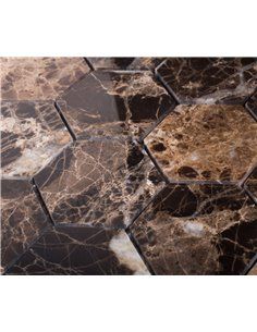 Wild Stone HEXAGON DARK EMPERADOR POLISHED 63x63 мм каменная мозаика Starmosaic 2