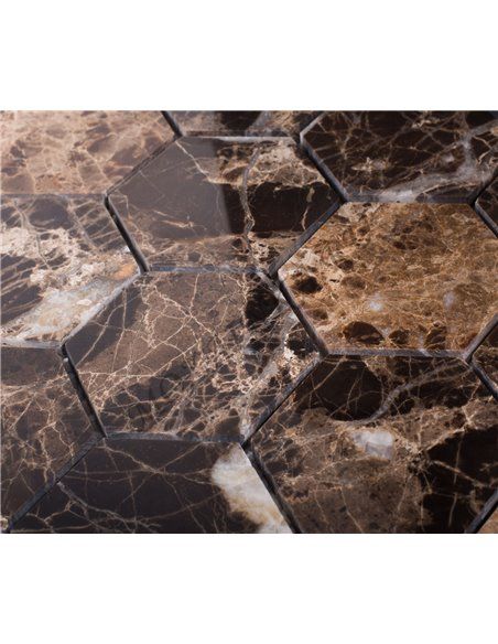 Wild Stone HEXAGON DARK EMPERADOR POLISHED 63x63 мм каменная мозаика