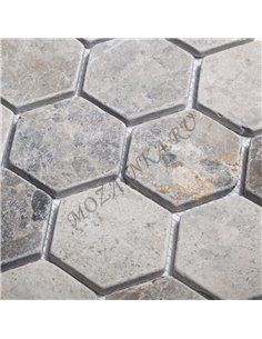 Wild Stone HEXAGON VLg TUMBLED 64x74 мм каменная мозаика Starmosaic 2