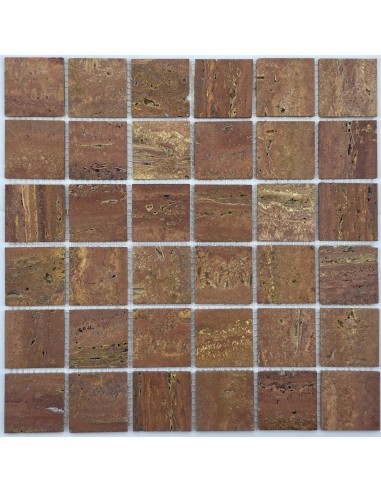 Red Travertine 48-6P мозаика из травертина "Философия Мозаики"