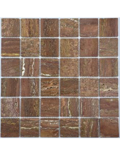 Red Travertine 48-6W мозаика из травертина "Философия Мозаики"