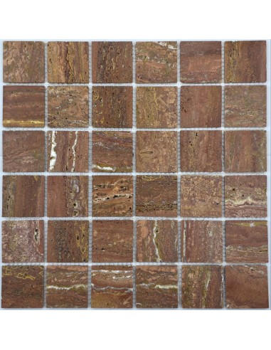 Red Travertine 48-6W мозаика из травертина "Философия Мозаики"