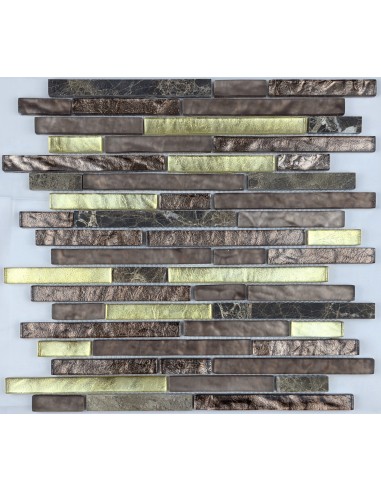 Stripes Bronze Emperador мозаика из камня и стекла "Философия Мозаики"
