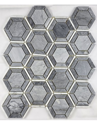 Hexagon Grigio каменная мозаика "Философия Мозаики"