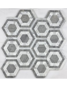 Hexagon Silver Grey каменная мозаика "Философия Мозаики"