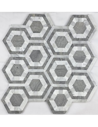 Hexagon Silver Grey каменная мозаика "Философия Мозаики"